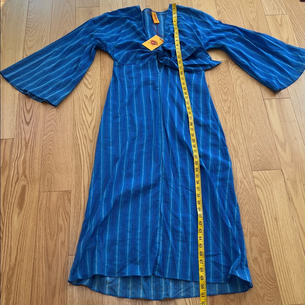 New! Mango X Simon Miller XS/2 Blue Striped Dress with knot detail. - Picture 11 of 12